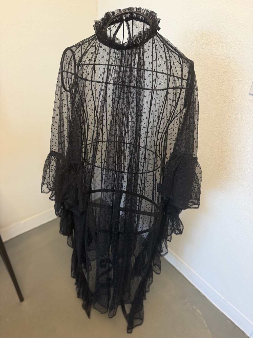 Free People Swiss Dot Ruffle Kaftan One Size - Picture 2 of 8